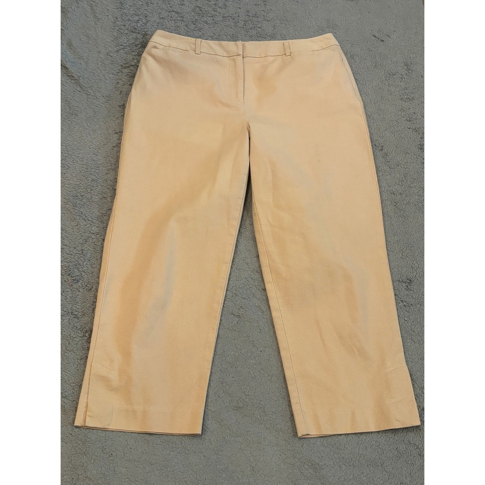 Talbots Womens 10 Khaki Tan Stretch Cotton Straight Leg Crop Pants Casual Office